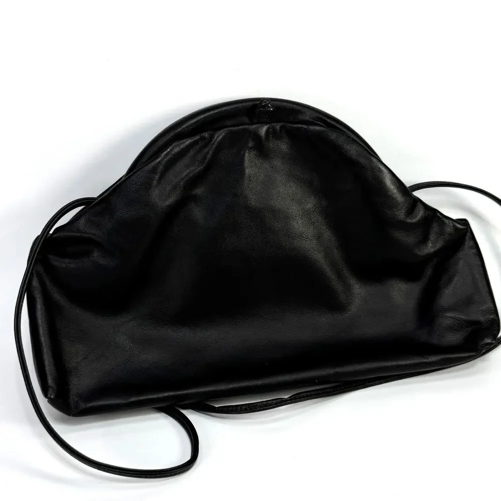Vintage Black Leather Patchwork Purse Boho 80s 90s Black Hand Bag Cross Body 13